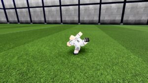 Roblox Lockover Avatar In White Strip On Green Field Lifting Leg Up To Kick