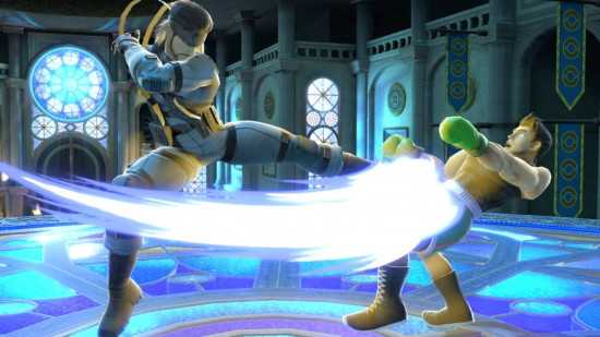 Crítica de Super Smash Bros Ultimate – Cobra chutando um homem que usa luvas de boxe