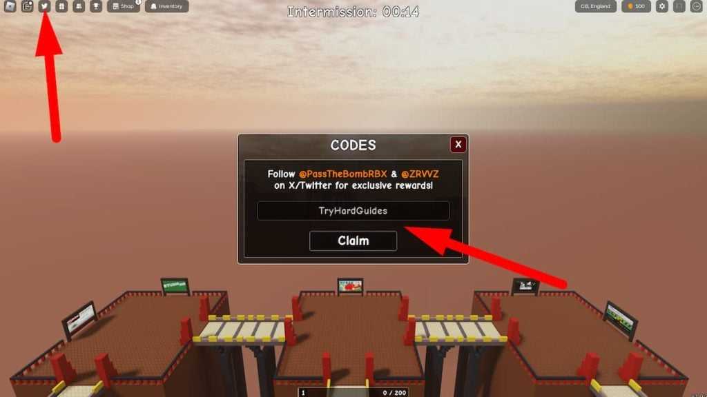 Como resgatar códigos no Pass The Bomb Roblox