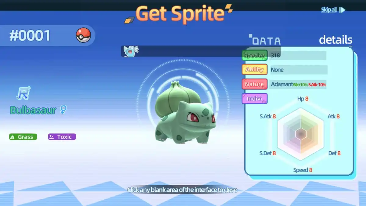 Pokémon Bulbasaur em Pocket Battle