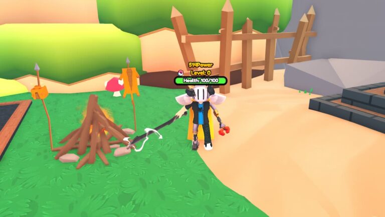 Roblox Reborn As A Good Goblin Standing Near Campfire Holding Electric Sword