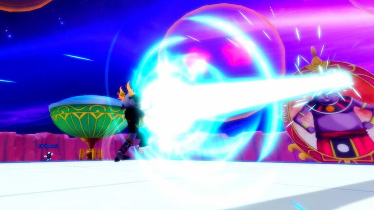 Roblox Saiyan Surge Avatar Firing A Blue Enery Beam From Hands