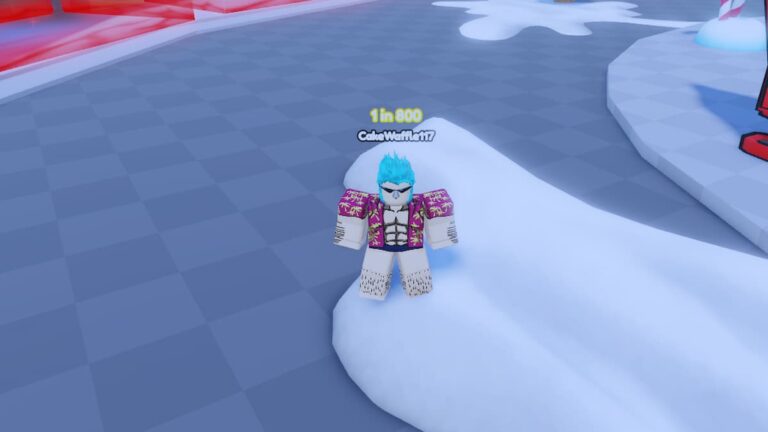 Roblox Anime Dungeon Rng Blue Haired Avatar In Pink Shirt Standing On Snow