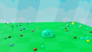 Roblox Be A Blob A Green Blow On Green Grid Floor Smiling