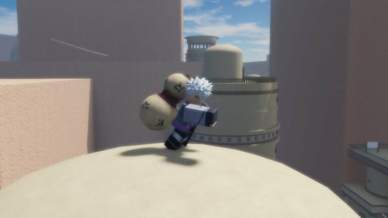 Roblox Ninja Legacy White Haired Avatar Punching On Top Of Sand Roof