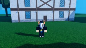 Roblox Rage Seas Avatar Wearing Helmet Standing On Grass With Building Behind