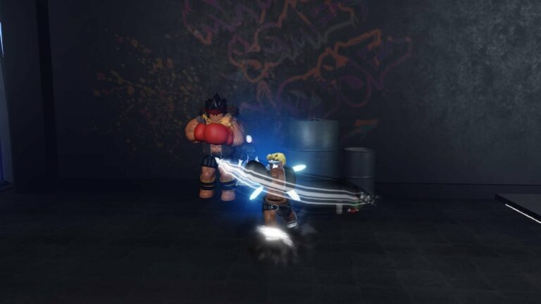 Roblox Blood Of Punch Avatar Punching Standing Next To Dark Haired Boxer Wearing Red Gloves