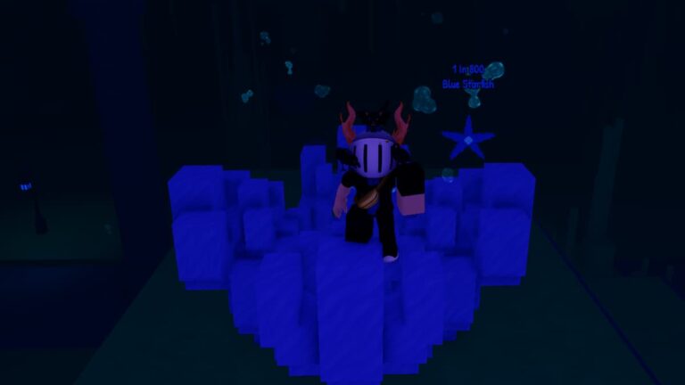 Roblox Fishs Rng Standing On Blue Coral As Blue Starfish Hovers Behind 1 In 800