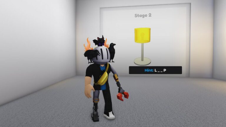 Roblox Guess It Avatar Wearing Helmet Standing Before Picture Of A Light