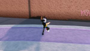 Roblox Baddies Brawl Avatar Wearing Helmet Dancing Near Pink Graffiti