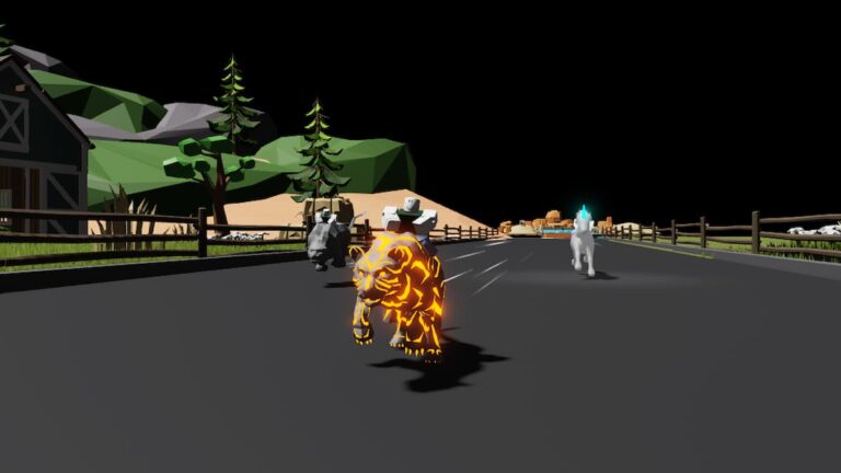 Roblox Animal Racing Avatar Riding A Panther With Glowing Yellow Stripes