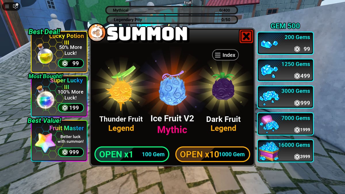 Invocando frutas em Fruit Reborn Roblox