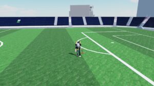 Roblox Soccer Stadium Tycoon Standing On Soccor Pitch With Seats Behind