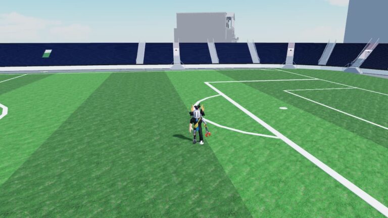 Roblox Soccer Stadium Tycoon Standing On Soccor Pitch With Seats Behind