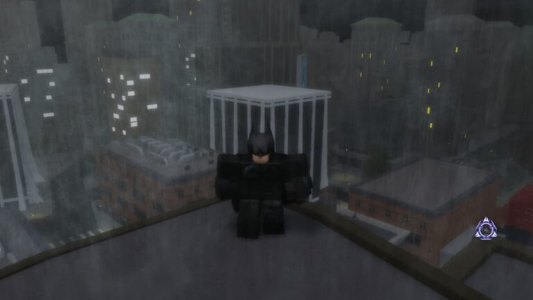 Roblox Gothams Shadow Standing On A Roof As Rain Is Thrashing Down