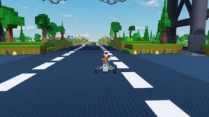 Roblox Risky Haul Avatar Wearing Silver Helmet Riding Little Car On Wheels