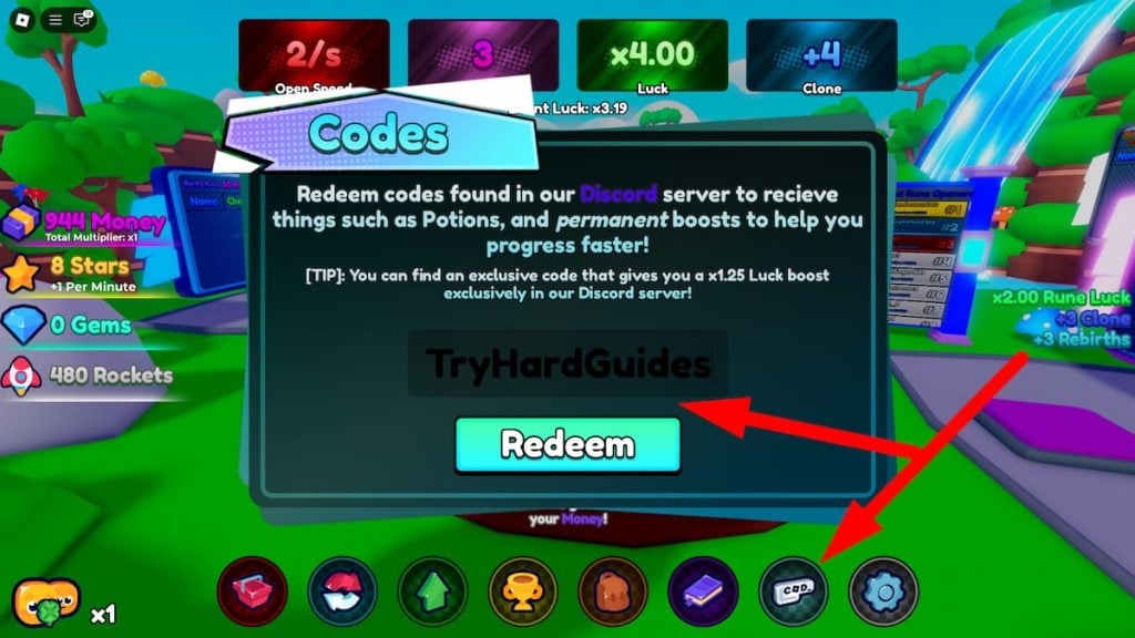 Como resgatar códigos no Omega Rune Incremental 2 Roblox