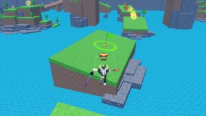 Roblox Ninja Parkour Avatar Wearing Helmet Jumping Behind Is Grass Platform With Green Flag And Coins