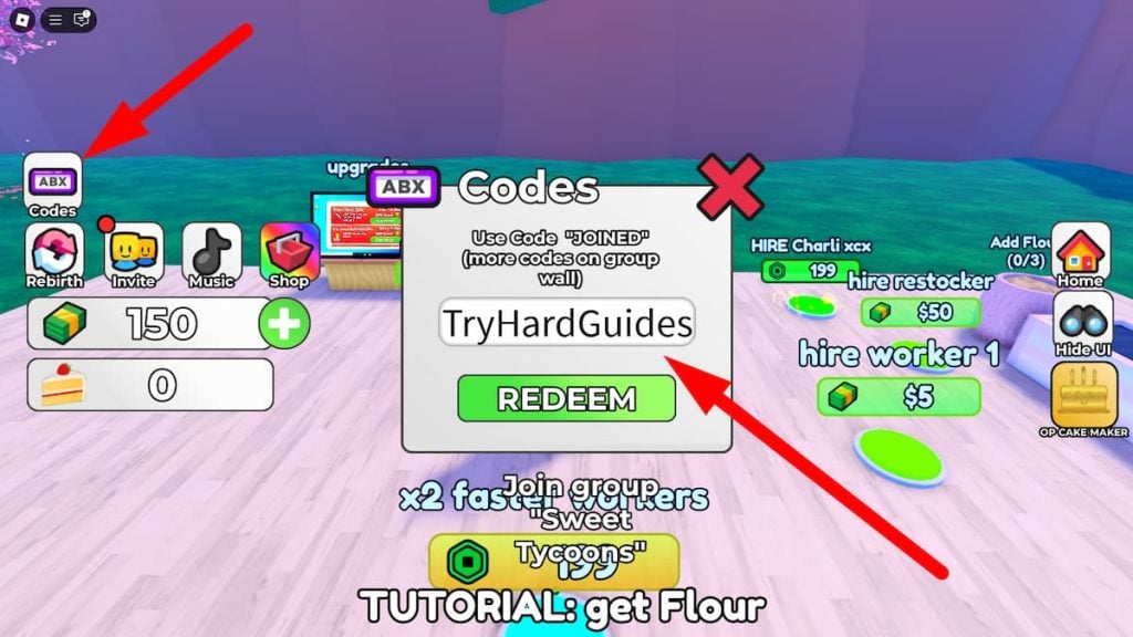 Como resgatar códigos no Cake Shop Tycoon Roblox