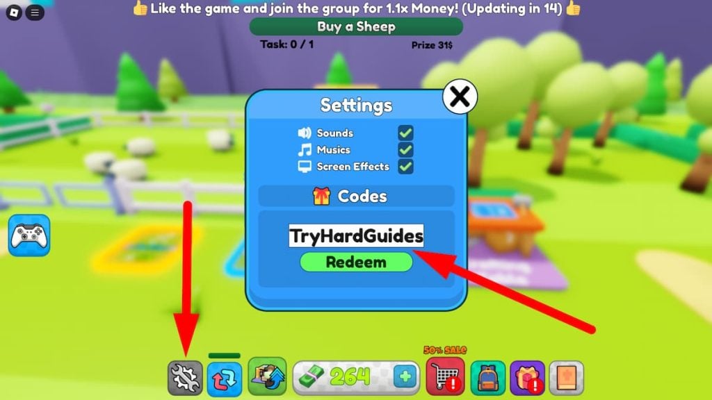 Como resgatar códigos no Sheep Life Roblox
