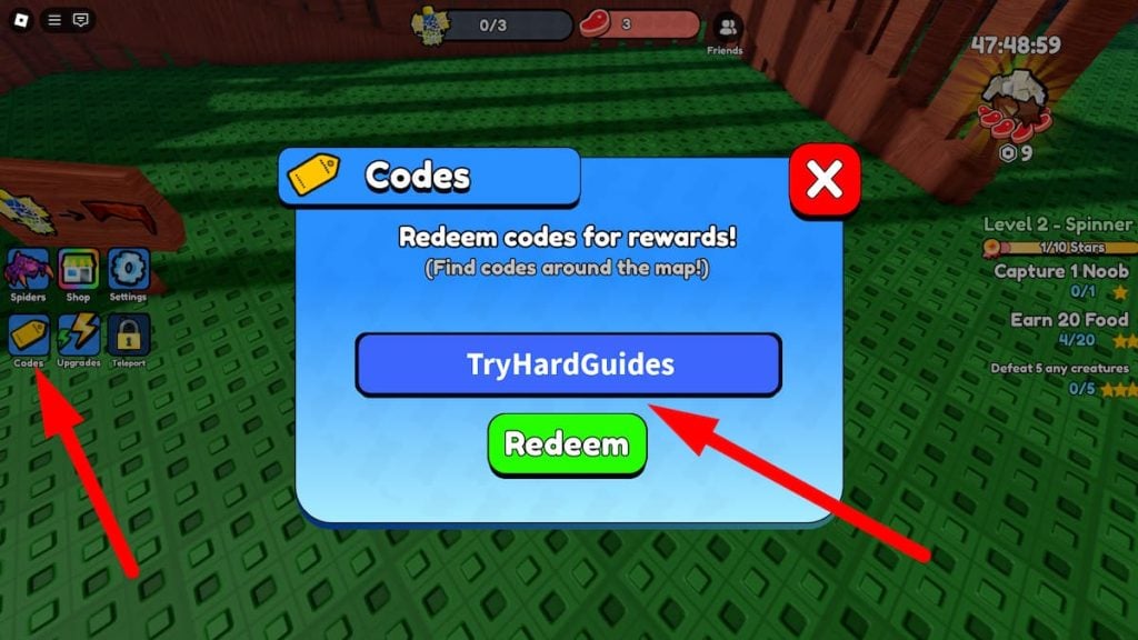 Como resgatar códigos no Spider Army Roblox