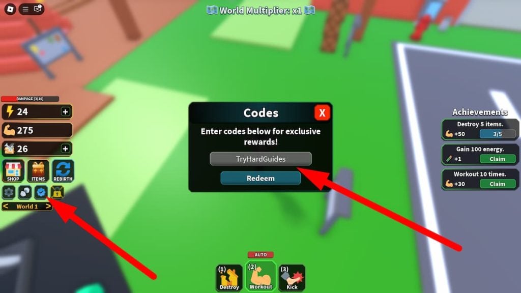 Como resgatar códigos no Rampage Simulator Roblox