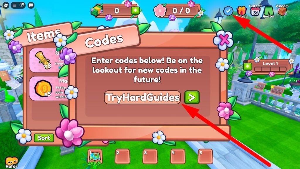 Como resgatar códigos no Flower Simulator Roblox