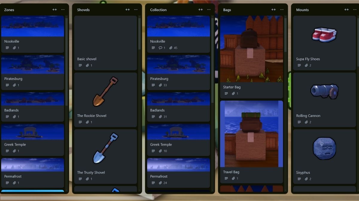 Dig It Roblox Trello Board