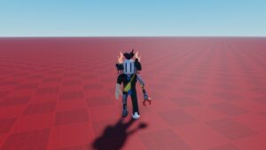 Roblox Afk For Ugc Avatar Wearing Silver Helmet Standing On Red Checkered Flooring