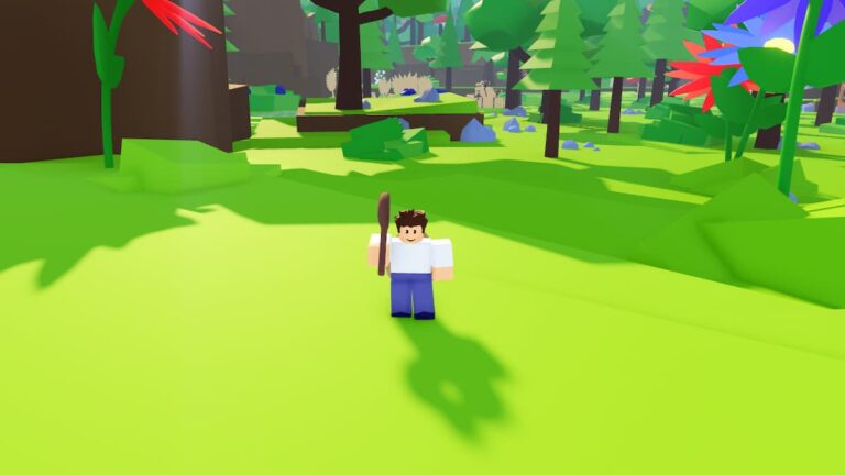 Roblox Project Butterfly Brown Haired Avatar In White Shirt In Forest Holding Brown Shovel