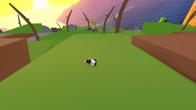 Roblox Fall From A Cliff Avatar Wearing Silver Helmet Sliding Down A Grass Hill