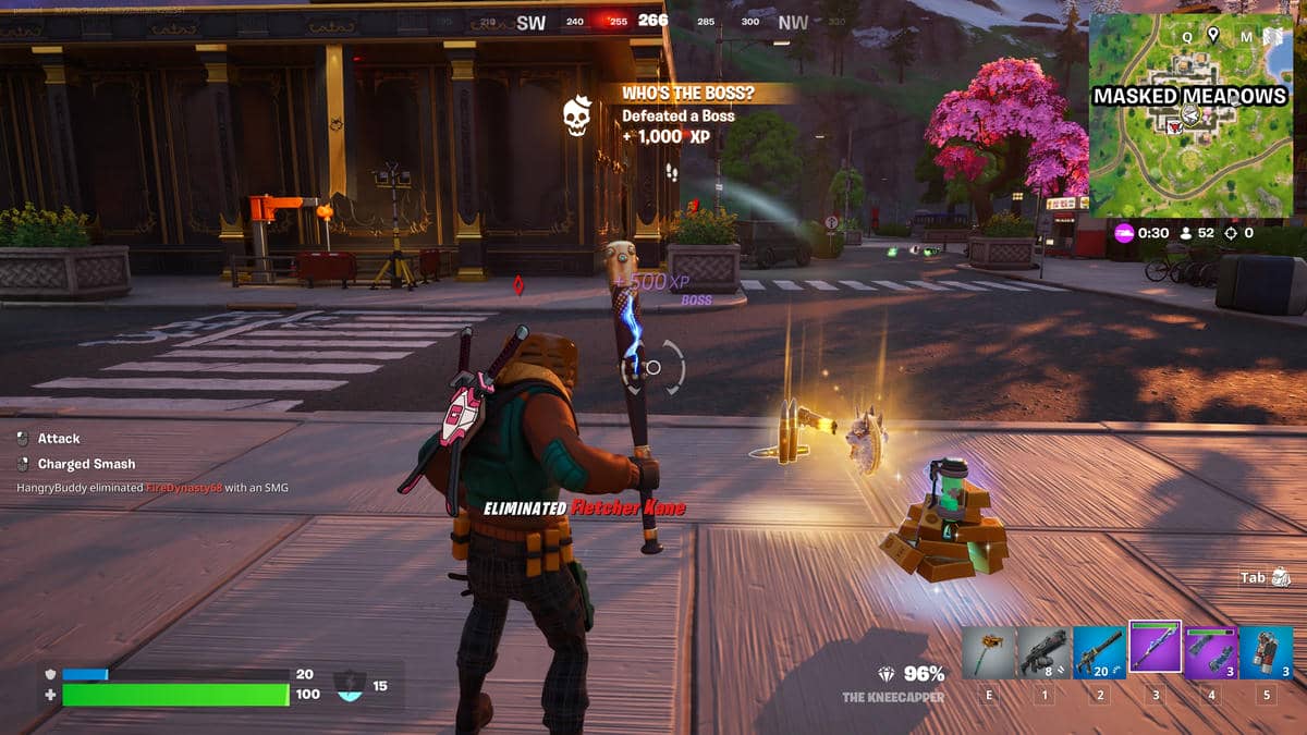 Jogador Fortnite olhando para medalhão imparável