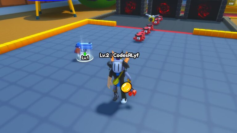 Roblox Toy Guardian Avatar Wearing Silver Helmet Standing Nearing Toy Gun As Red Enemies Approach