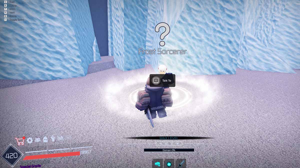 Frost Sorcerer NPC em Jujutsu Infinito.