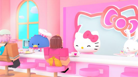 Hello Kitty Cafe Codes - Hello Kitty e outros personagens de Sanrio que servem personagens Roblox em um café